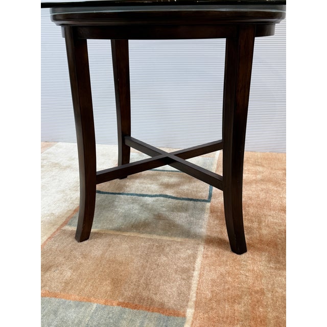 Chestnut Crate & Barrel Halo Glass + Wood Dining Table For Sale - Image 8 of 12