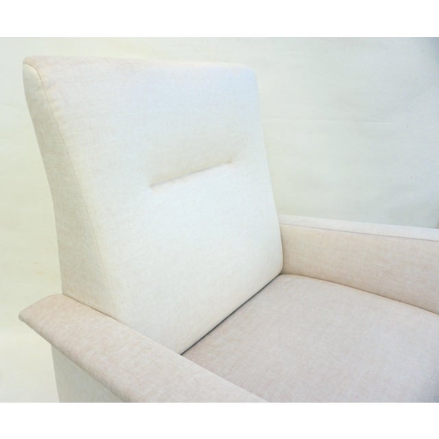 Italian Custom Pair of Modern Camel Cream Velvet Armchairs For Sale - Image 9 of 13