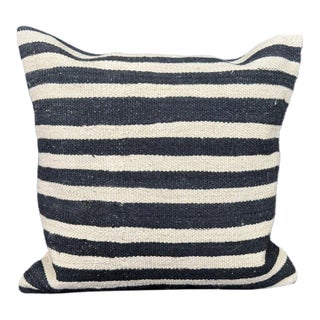 Turkish Hemp Pillow Cushion Natural Beige Black Pillow Cushion Cover 20"x20" For Sale