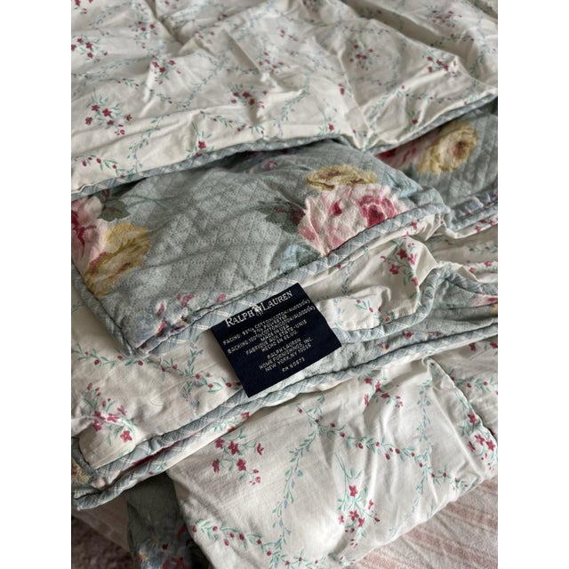 VTG Ralph Lauren Cottage Lane / Sundress Reversible Blue Floral Comforter Queen For Sale In Buffalo - Image 6 of 8