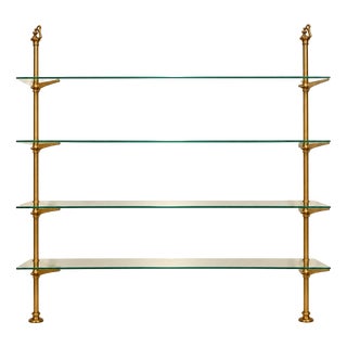Modular Back-Counter Bar Shelf 1900-1920 Brass and Glass, 1890s For Sale