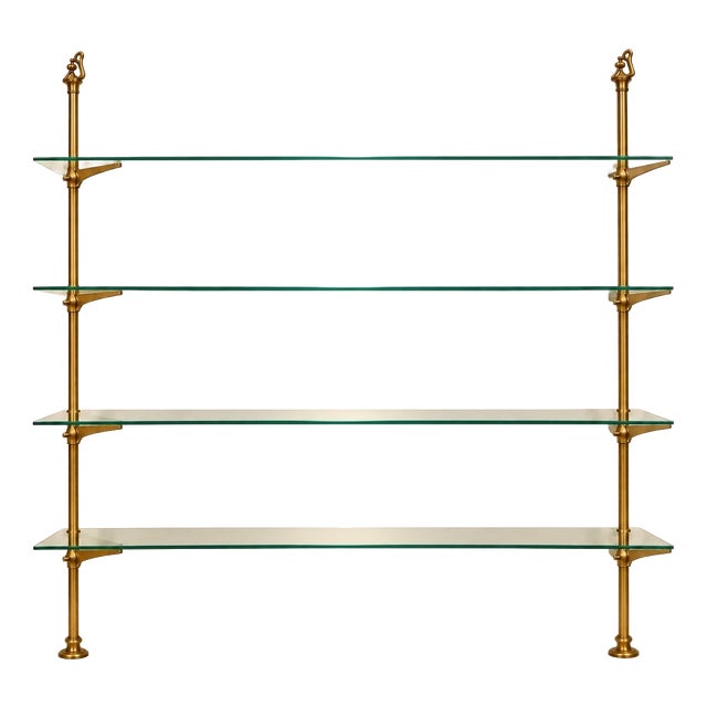 Modular Back-Counter Bar Shelf 1900-1920 Brass and Glass, 1890s For Sale