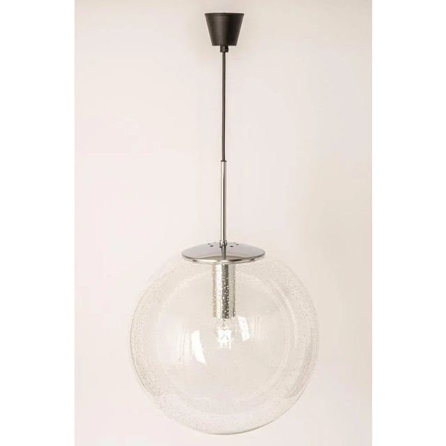 Large Limburg Chrome with Clear Glass Ball Pendant, Germany, 1970s For Sale - Image 3 of 12