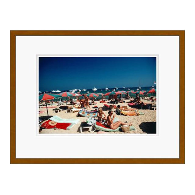 Contemporary Beach at Saint Tropez 1977 by Slim Aarons Brown Framed C-Print For Sale