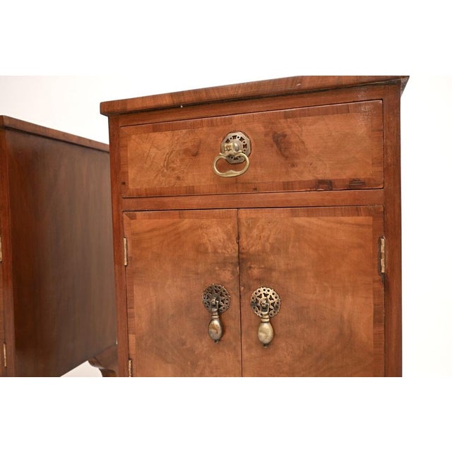 Brown Vintage Burr Walnut Bedside Cabinets, 1930, Set of 2 For Sale - Image 8 of 11