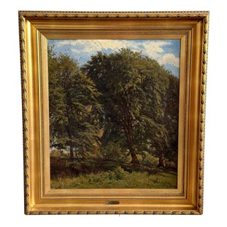 Godfred Christensen, Sunlit Beech Forest, Oil Painting, 1879 For Sale