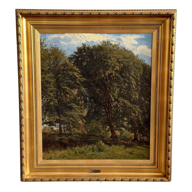 Godfred Christensen, Sunlit Beech Forest, Oil Painting, 1879 For Sale