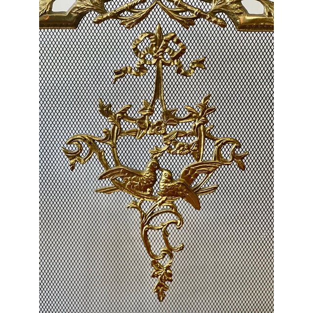 20th Century Louis XVI Style Brass Fireplace Screen For Sale - Image 4 of 12
