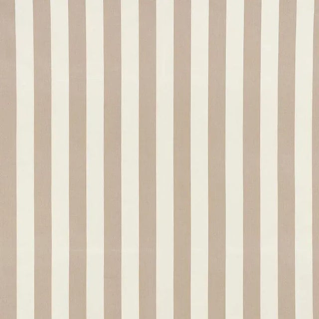 Schumacher Andy Stripe Fabric in Taupe For Sale