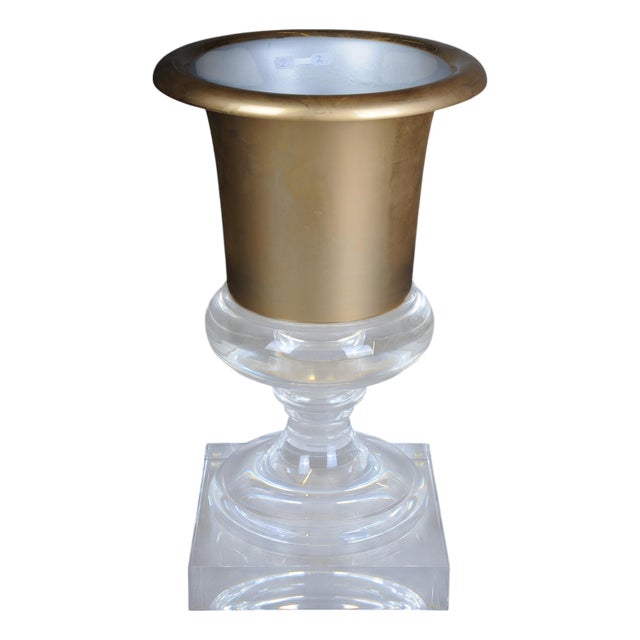 Hollywood Regency Gilt Acrylic Goblet Vase For Sale