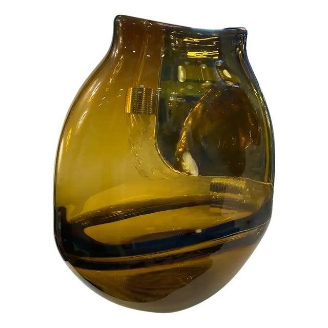 Gold Italian Artistic Murano Glass Vase by Simoeng For Sale - Image 8 of 9