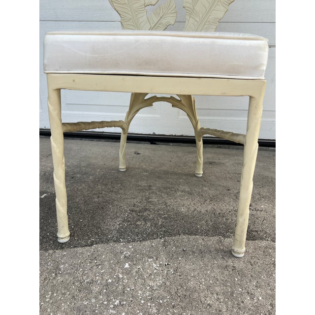 Metal Vintage Hollywood Regency Cast Aluminum Dining Chair With Banana Leaf Motif For Sale - Image 7 of 12