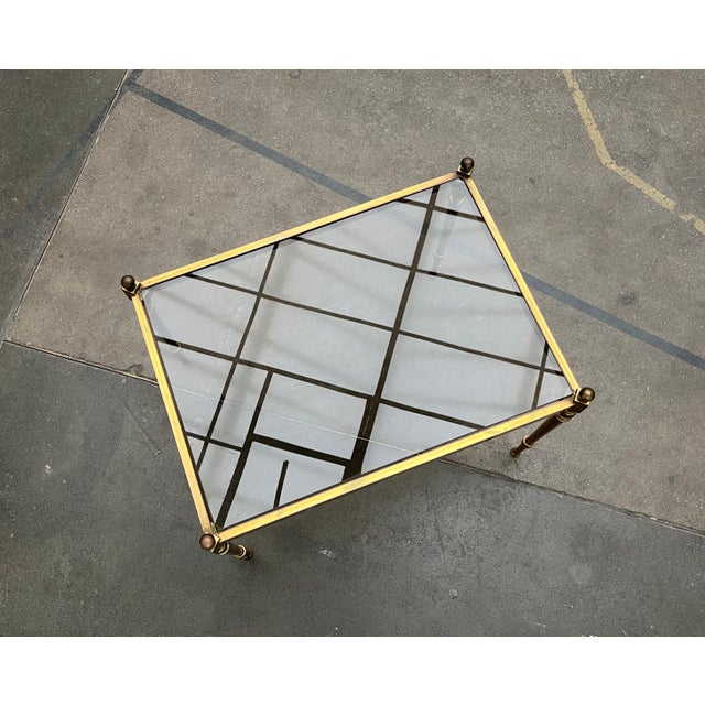 Mid-Century German Neoclassical Hollywood Regency Style Brass and Glass Side or Bedside Tables, 1950s, Set of 2 For Sale - Image 12 of 18