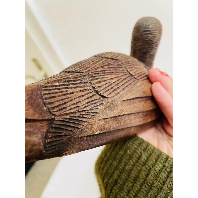 Brown Hand-Carved Wooden Box in the Shape of a Hagedash Bird from the Ibis Family, 1960s For Sale - Image 8 of 10