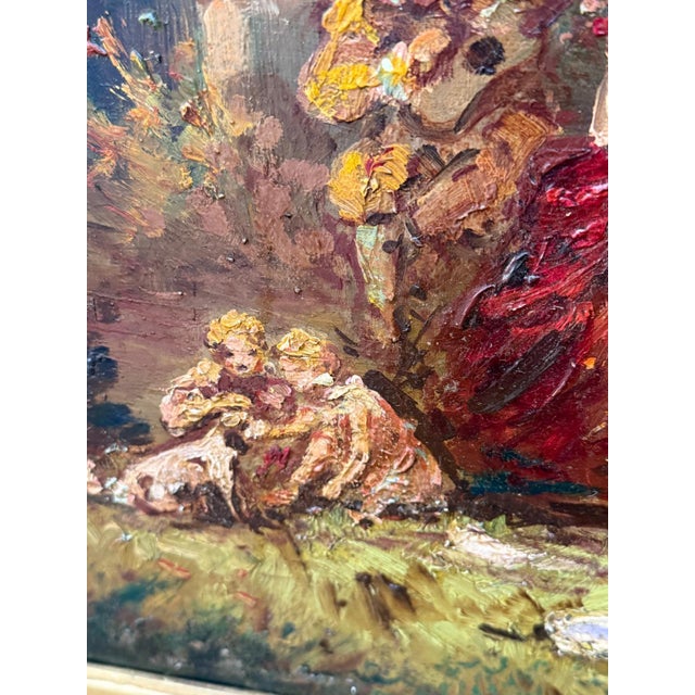 Romantic Ladies in a Lush Garden, Signed European Oil Painting, Belle Époque, 1800s For Sale - Image 7 of 18