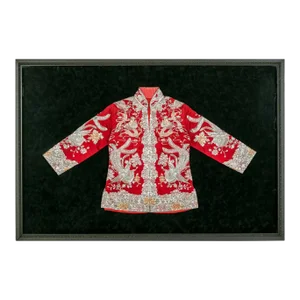 Late 20th Century Framed Chinese Embroidery Southern Bridal Jacket