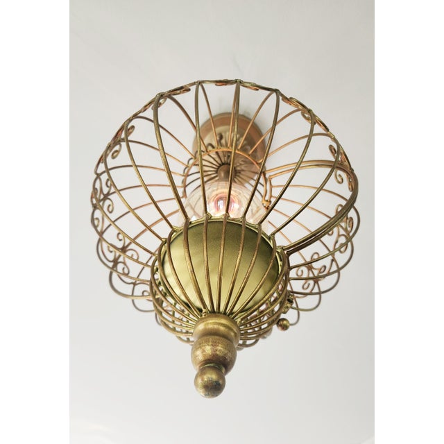 Vintage Bird Cage Light Fixture Ceiling Pendant For Sale - Image 4 of 11