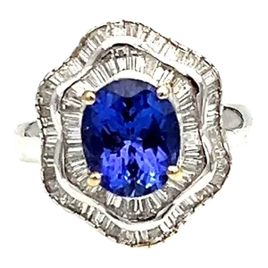 5.21 Ct Tanzanite & Diamond Ring Size 7