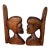 Vintage African Hand Carved Wood Couple Bust Bookends Tribal Folk Art 12" For Sale