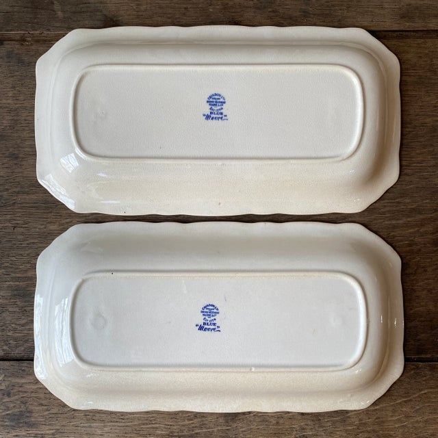English Antique Cauldon Ltd. England Blue Moore Platters- a Pair For Sale - Image 3 of 12