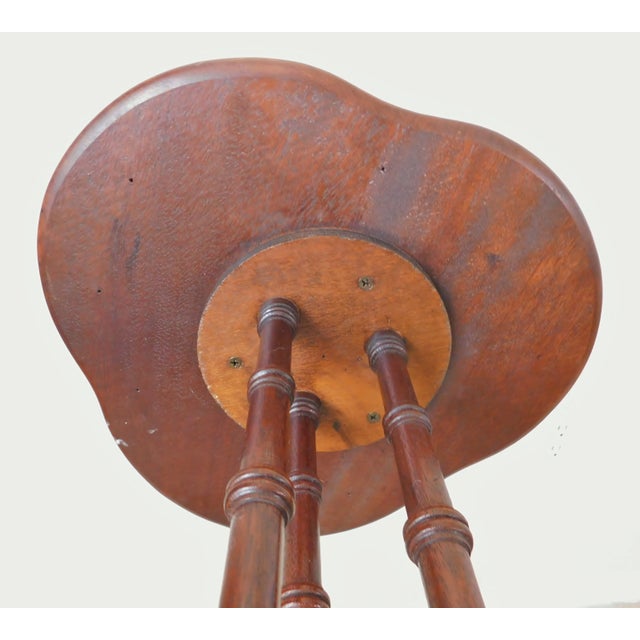 Vintage Mid-Century Solid Mahogany Tooled Leather Top Cloverleaf Side Table For Sale - Image 9 of 10