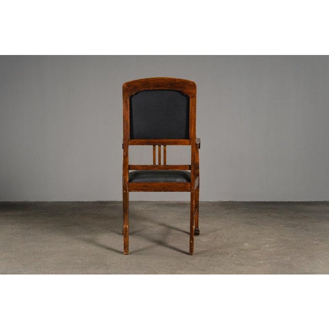 Art Nouveau Armchair in Oak and Leather For Sale - Image 6 of 17