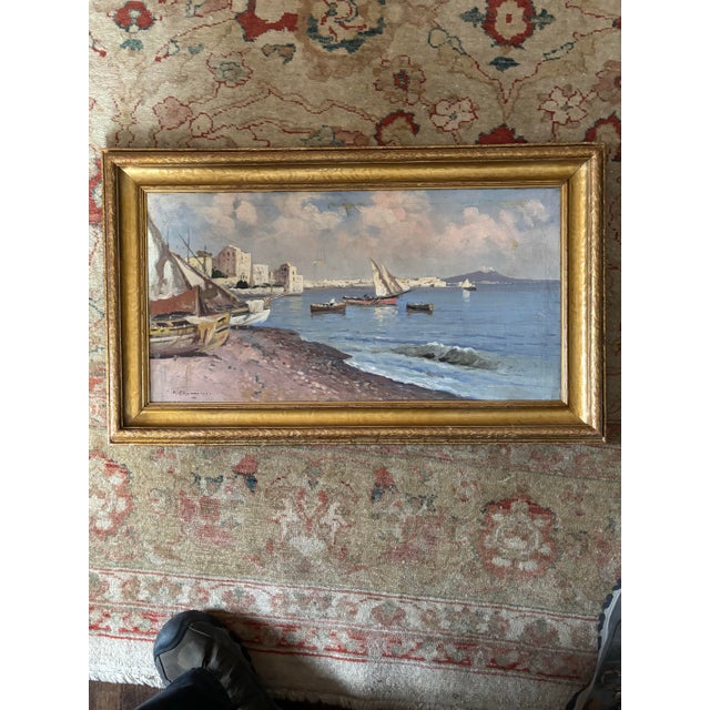 1900s Oil on Canvas of Bay of Naples With Mt. Vesuvius For Sale In Boston - Image 6 of 10