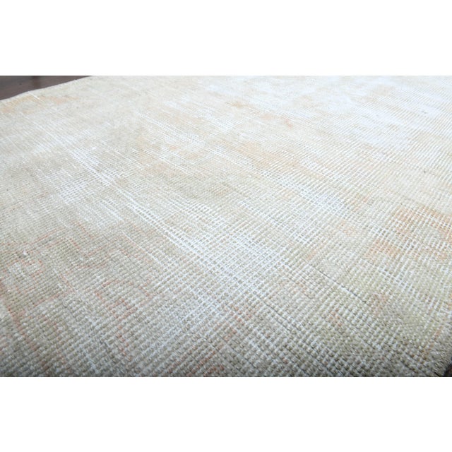 1970s Vintage Handmade Wool Cotton Turkish Beige Area Rug For Sale - Image 9 of 11