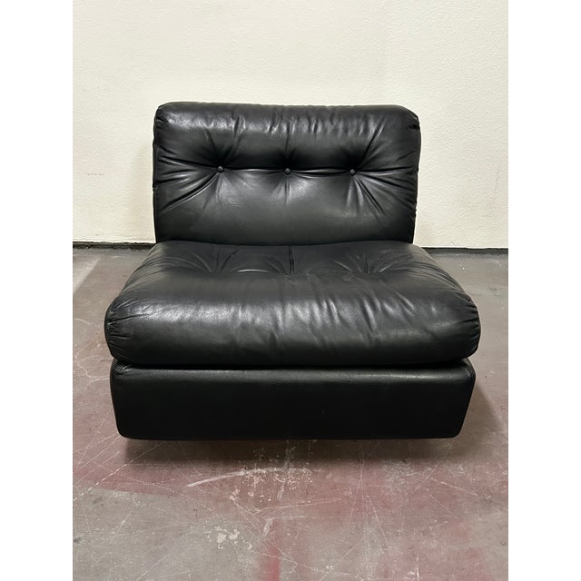 Circa 1970 Original Black Leather Amanta Lounge Chairs by Mario Bellini for C&b Italia For Sale In Los Angeles - Image 6 of 18