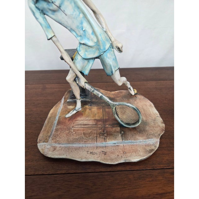 Vintage Lo Scricciolo Toni Moretto Ceramic Male Tennis Sculpture For Sale In Tampa - Image 6 of 9