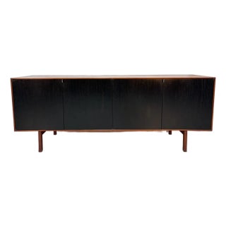 Mid 20th Century Florence Knoll Walnut Credenza W/ Ebonized Doors For Sale