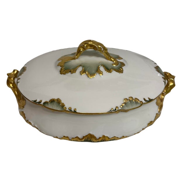 Early 20th Century Antique Haviland Porcelain Round Covered Vegetable Server For Sale - Image 5 of 11