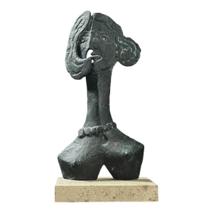 Vintage Abstract Bronze Portrait Bust of Woman in the Manner of Picasso