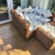 Henry Link Vintage 1980s Postmodern Heavy Rattan Demi-Lune Lounge Set With Original Pastel Brushstroke Cushions - 3 Pieces For Sale - Image 4 of 10