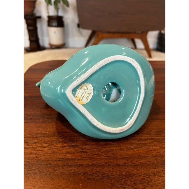 Mid-Century Modern Vintage Teal Ceramic Swan Towel or Washcloth Holder For Sale - Image 3 of 8