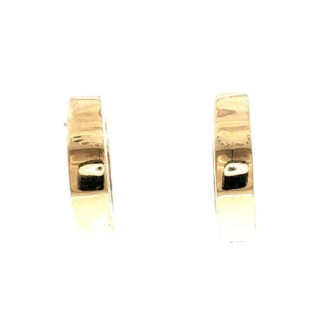 Contemporary Late 20th-Century 14k Yellow Gold Diamond Hinged Hoop Earrings, Pair For Sale - Image 3 of 5