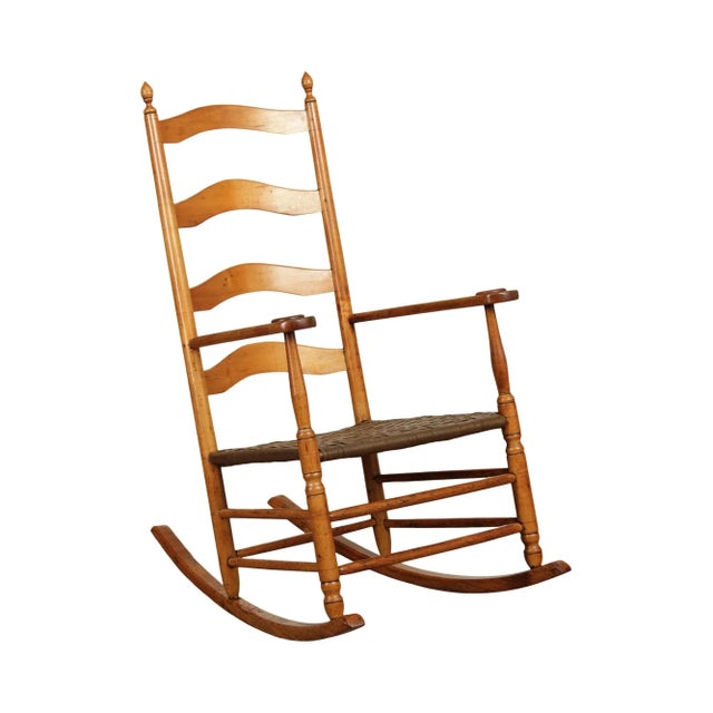 Antique Shaker Style Maple Ladder Back Rocker For Sale - Image 13 of 13