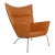 Hans J. Wegner Lounge chair model Wingchair, newly reupholstered with cognac aniline leather and mounted with new foam....