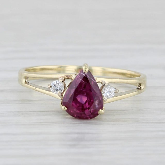 Gemstone Information: - Natural Ruby - Carats - 1.30ct Cut - Pear Color - Red Treatment - Routinely Enhanced - Natural...