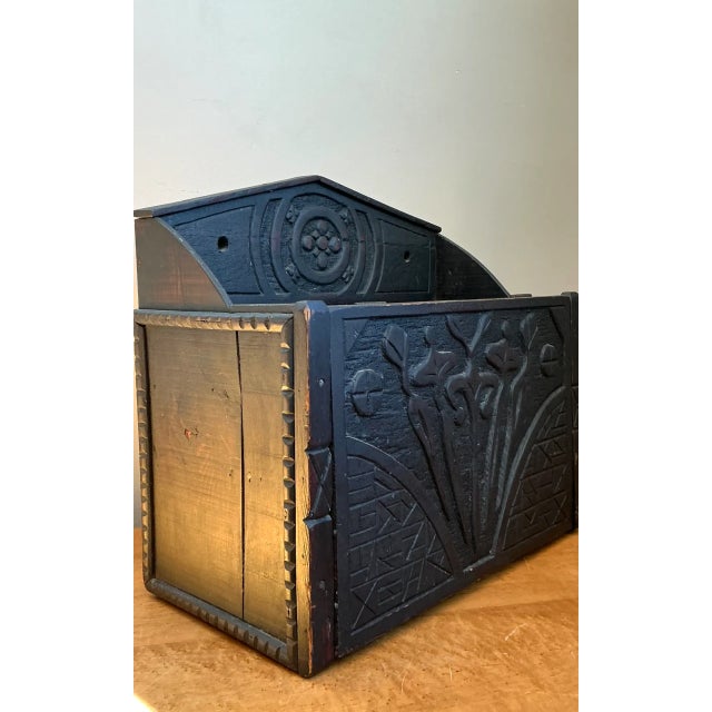 Vintage Wood Carved Storage Wall Box For Sale - Image 13 of 13