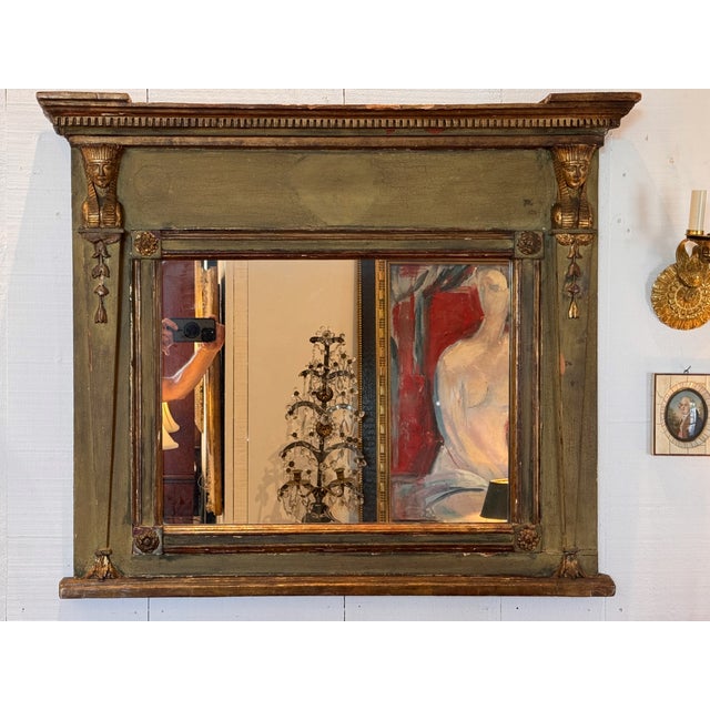 Glass Early 19th Century Painted Egyptian Revival Mirror For Sale - Image 7 of 7