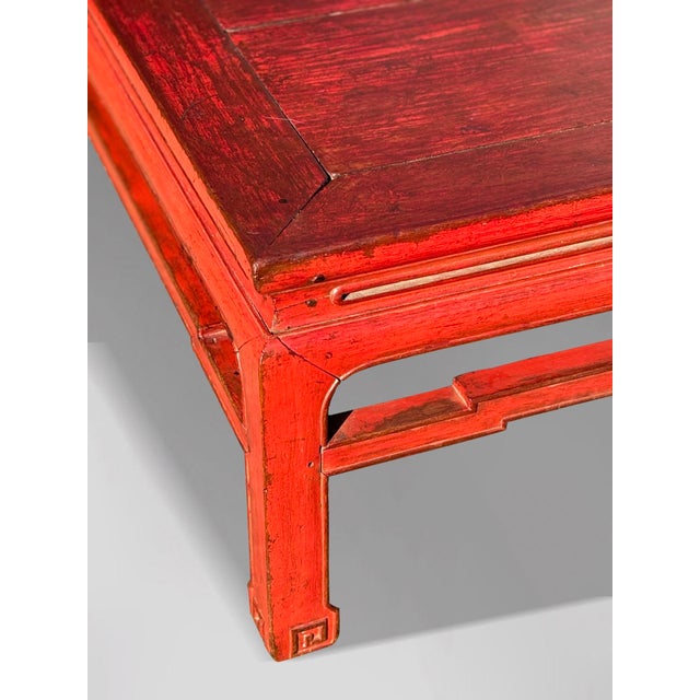 Large Antique Chinese Red Painted Coffee Table, 1800 For Sale - Image 6 of 9