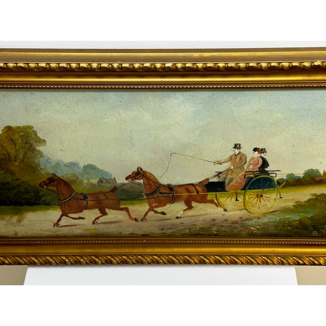 Antique British Edwardian Oil Painting of Horses & Carriage Coachman Riders Signed Philip H. Rideout For Sale - Image 9 of 12
