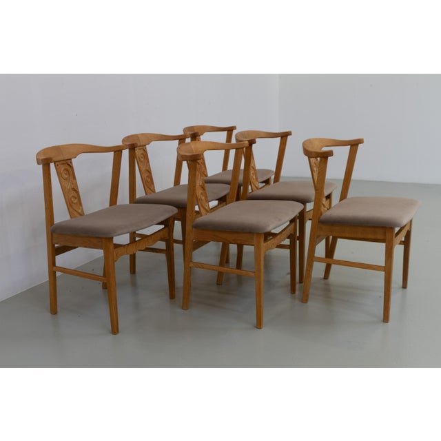 Danish Brutalist Oak Dining Chairs attributed to Henning Kjærnulf, 1960s, Set of 6 For Sale - Image 16 of 18