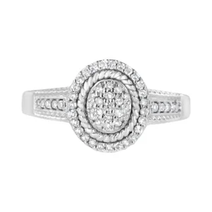 .925 Sterling Silver 1/3 Cttw Pave Set Round-Cut Diamond Braided Halo Cocktail Ring (I-J Color, I2-I3 Clarity) - Size 5