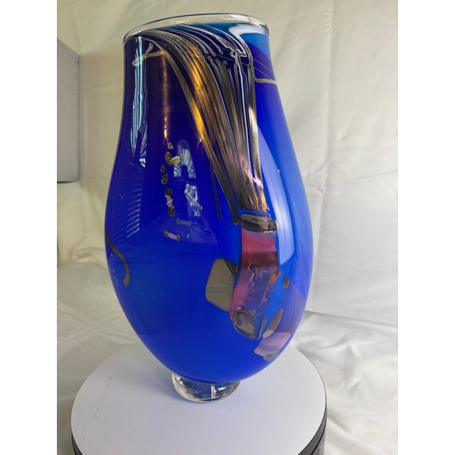 1980s Large Chris Hawthorne Signed Studio Art Glass Vessel - 16" For Sale - Image 5 of 5