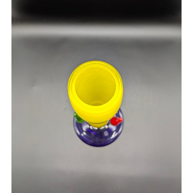 Yellow Vintage b.a.g. Post-Modern Art Glass Vase: Signed Rona Plesl For Sale - Image 8 of 10