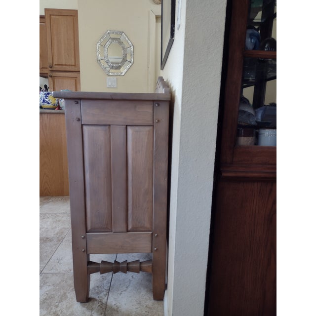 Late 20th Century Ernest Thompson Southwest Pueblo Style Carved Wood Cabinet With Sun Motif For Sale - Image 15 of 15
