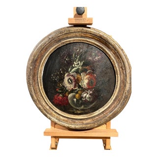 Roman Artist, Vase with Flowers, 17th Century, Oil on Panel, Framed For Sale