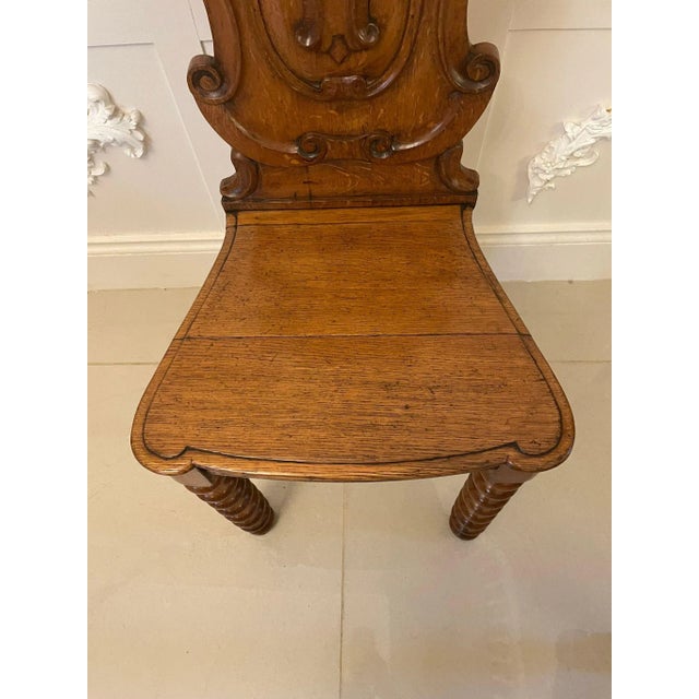 Set of Antique Victorian Hall Chairs in Carved Oak For Sale - Image 6 of 12